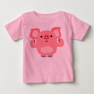 T-shirt Pour Bébé Joli T-shirt de bébé cochon de dessin musclé