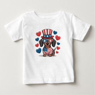 T-shirt Pour Bébé Joli Vêtement Enfant Chiens Patriotique