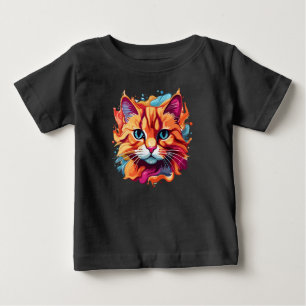 T-shirt Pour Bébé Joli visage de chat Design multicolore