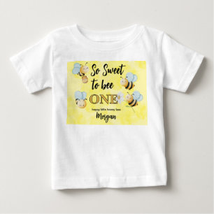T-shirt Pour Bébé Jolie abeille un jaune noir première fête d'annive