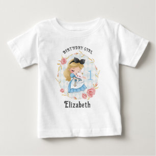 T-shirt Pour Bébé Jolie Alice et lapin blanc fille bébé T-shirt