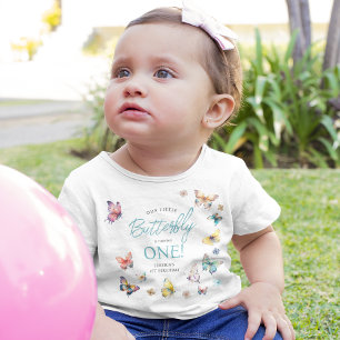 T-shirt Pour Bébé Jolie Fille Papillon 1er Anniversaire