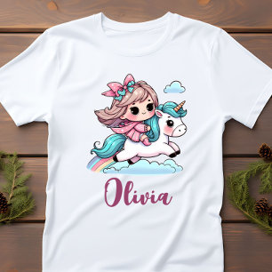 T-shirt Pour Bébé Jolie petite fille sur licorne