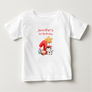 T-shirt Pour Bébé Jolie vache 1er anniversaire