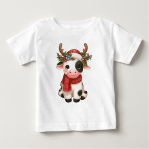 T-shirt Pour Bébé Jolie vache de Noël mignonne