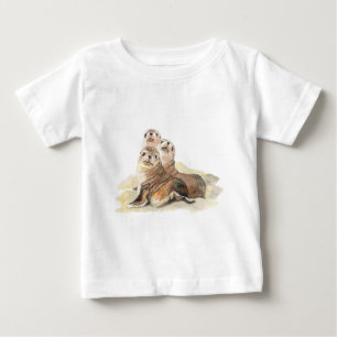 T-shirt Pour Bébé Jolies Phoques Curieux, Aquarelles