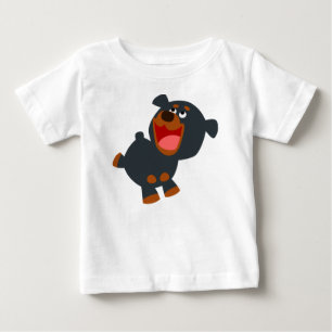 T-shirt Pour Bébé Jouer Cartoon Baby Rottweiler Baby T-shirt bébé