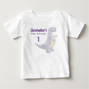 T-shirt Pour Bébé Jouet Dinosaure gris mou Aquarelle 1er anniversair