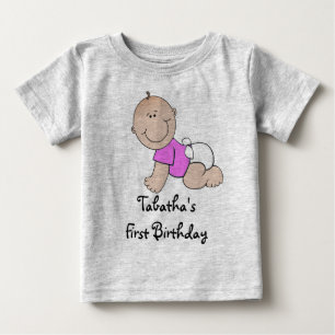 T-shirt Pour Bébé Jour d'anniversaire personnel Crawling Baby Girl T