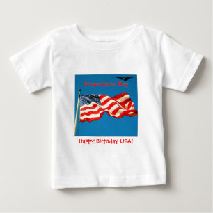 T-shirt Pour Bébé Jour de l'Indépendance Joyeux anniversaire USA T-s