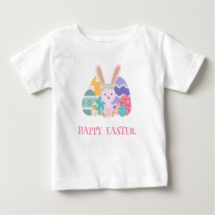 T-shirt Pour Bébé Jour de Pâques Groupe OEufs Heureux Hoppy