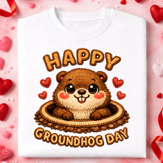 T-shirt Pour Bébé Joyeuse Fête de la Marmotte Broderie Mignonne de M