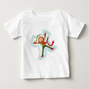 T-shirt Pour Bébé Joyeuse Fille Faisant Neige Ange Noël Hiver