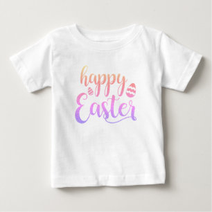 T-shirt Pour Bébé Joyeuse Typographie d'Oeuf de Pâques multicolores