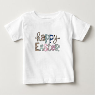 T-shirt Pour Bébé Joyeuses Pâques Lapin Floral Mignon Printemps Léop
