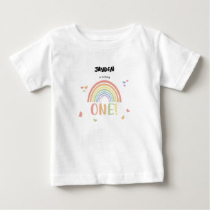 T-shirt Pour Bébé Joyeux 1er Anniversaire Arc-en-Ciel Pastel Mignon