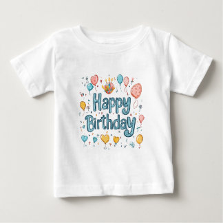 T-shirt Pour Bébé Joyeux 1er anniversaire - Ballons mignons