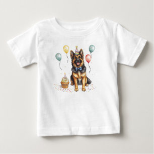 T-shirt Pour Bébé Joyeux Anniversaire Chien Berger Allemand