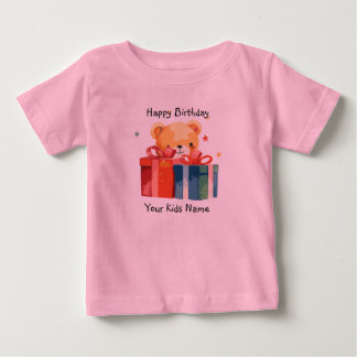 T-shirt Pour Bébé Joyeux Anniversaire nom personnalisé