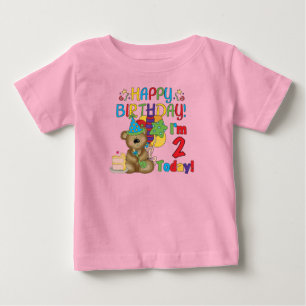 T-shirt Pour Bébé Joyeux anniversaire Teddy Bear 2e anniversaire