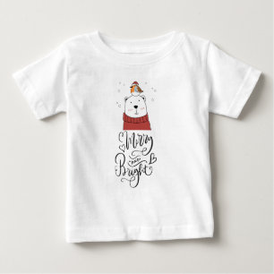 T-shirt Pour Bébé Joyeux Et Lumineux Bébé De Noël Ours De Fête