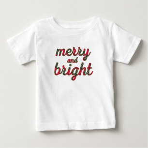 T-shirt Pour Bébé Joyeux et lumineux - joli script rouge vert tartan