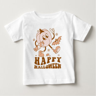 T-shirt Pour Bébé Joyeux Halloween Citrouille de points de Polka ré