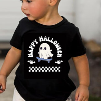 T-shirt Pour Bébé Joyeux Halloween Skateur Fantôme Garçonnet
