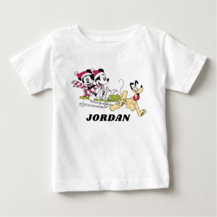 T-shirt Pour Bébé Joyeux Noël Mickey Mouse Luge d'Hiver