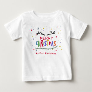 T-shirt Pour Bébé Joyeux Noël Reindeer Antlers Amusant
