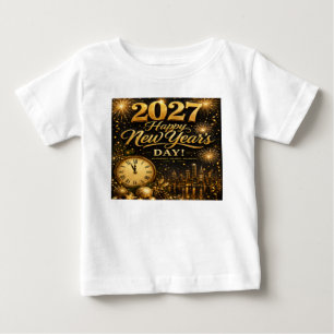 T-shirt Pour Bébé Joyeux Nouvel An 2027 Feux d'Artifice Luxueux en