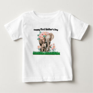 T-shirt Pour Bébé joyeux premier jour de mère mignon éléphant