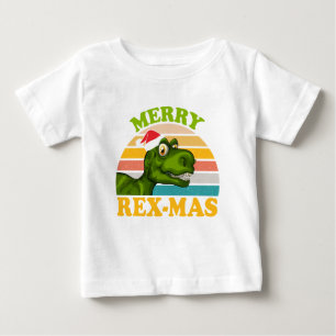 T-shirt Pour Bébé Joyeux Rex-mas Noël Dinosaure Mignon Dino