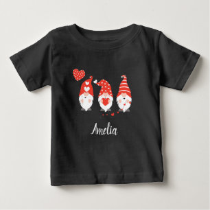 T-shirt Pour Bébé Joyeux Valentin Gnomes Rouge Rose