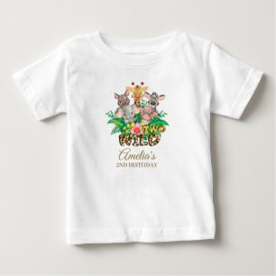 T-shirt Pour Bébé Jungle Animal Wild DEUX Fille 2e Anniversaire tenu