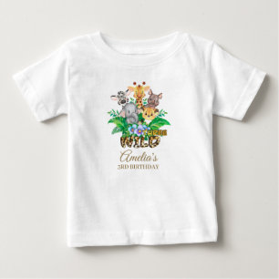 T-shirt Pour Bébé Jungle Animal Wild TROIS Fille 3e Anniversaire ten