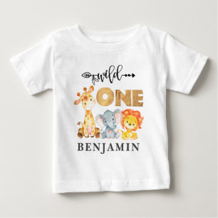 T-shirt Pour Bébé Jungle Wild Un 1er anniversaire Bébé Animaux Bébé