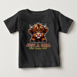 T-shirt Pour Bébé Juste une fille qui aime cadeau d'amant de vache H
