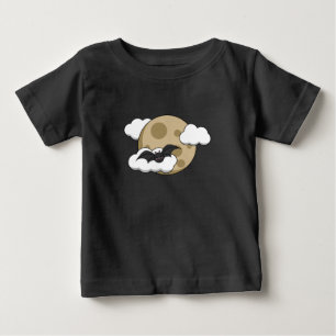 T-shirt Pour Bébé Kawaii Happy Bat Voler sur la Pleine lune