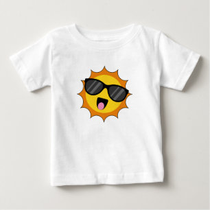 T-shirt Pour Bébé Kawaii Joyeux soleil avec lunettes de soleil