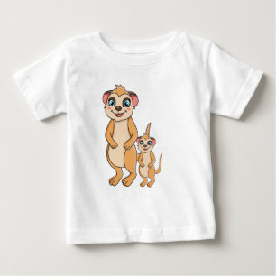T-shirt Pour Bébé Kawaii Meerkat et son petit T-shirt bébé soeur