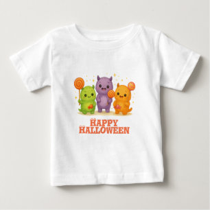 T-shirt Pour Bébé Kawaii Monsters & Lollipops Halloween Favoriser le