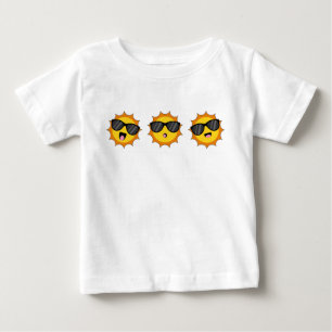 T-shirt Pour Bébé Kawaii Soleil avec lunettes de soleil Joyeux visag