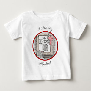 T-shirt Pour Bébé Keeshond Noël hiver fenêtre Peinture Chien Art