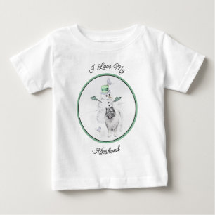 T-shirt Pour Bébé Keeshond Noël Snowman Peinture Chien Art