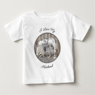 T-shirt Pour Bébé Keeshonds at the Gate Painting - Original Dog Art