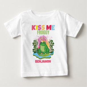 T-SHIRT POUR BÉBÉ KISS ME FROGGY PERSONNALISÉ COLORÉ FUNNY ENFANTS