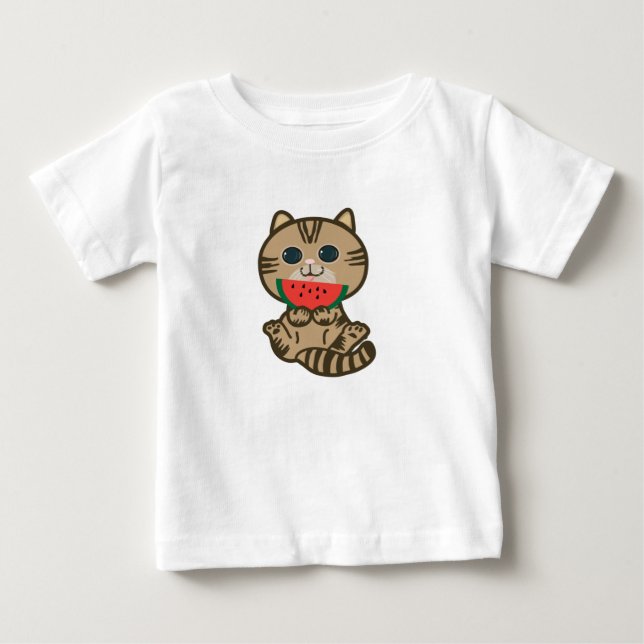 T-shirt Pour Bébé kitty et pastèque (Devant)