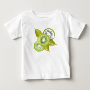 T-shirt Pour Bébé Kiwi, fruité, vert et blanc, frais, juteux, blanc