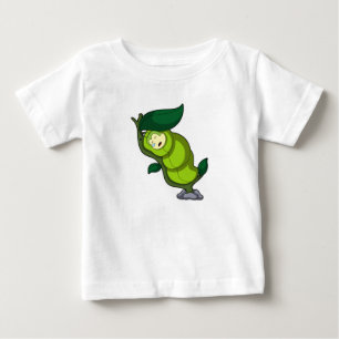 T-shirt Pour Bébé La chenille au coucher avec la feuille